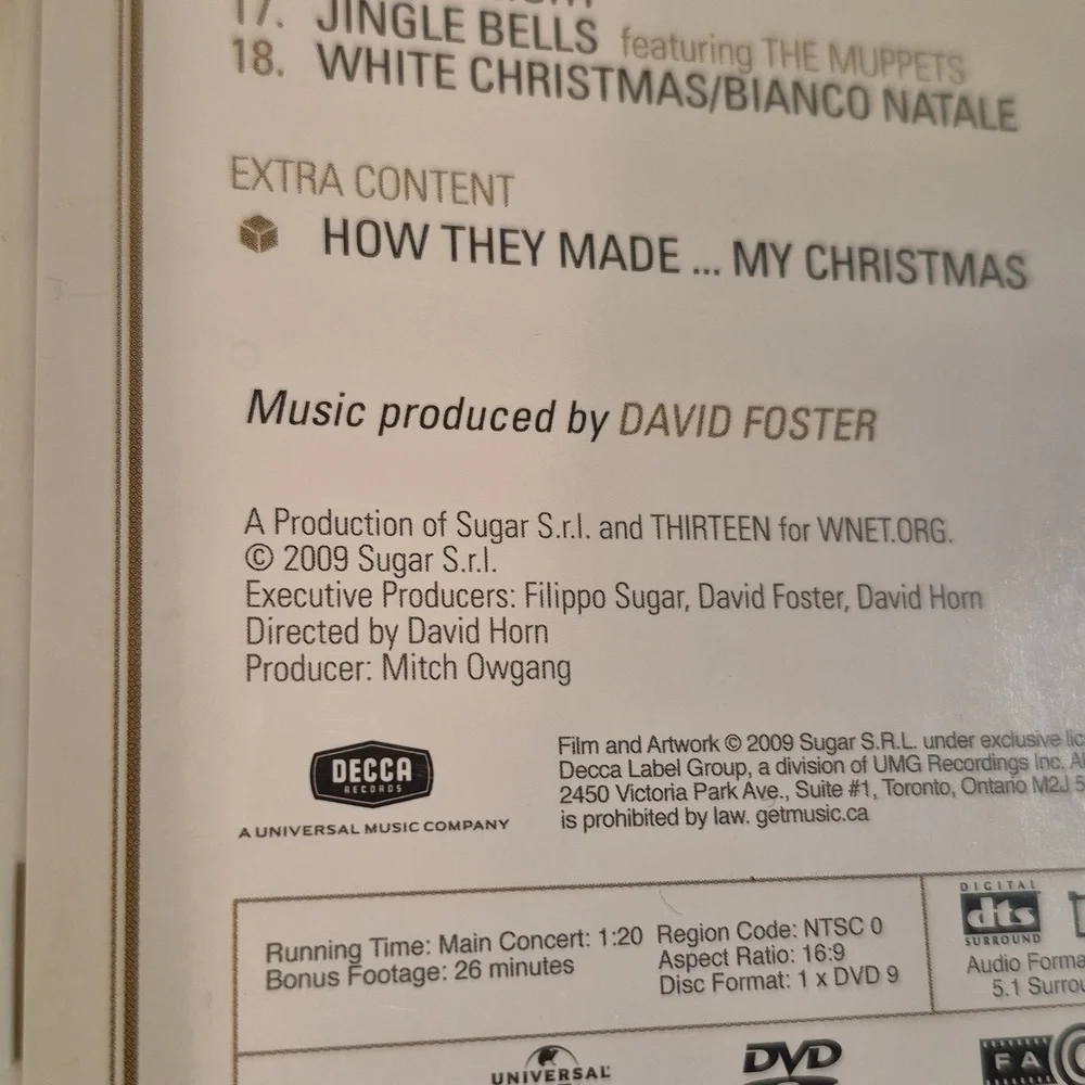ANDREA BOCELLI & DAVID FOSTER 2009 'My Christmas' Musical Performance DVD - Picture 5 of 10